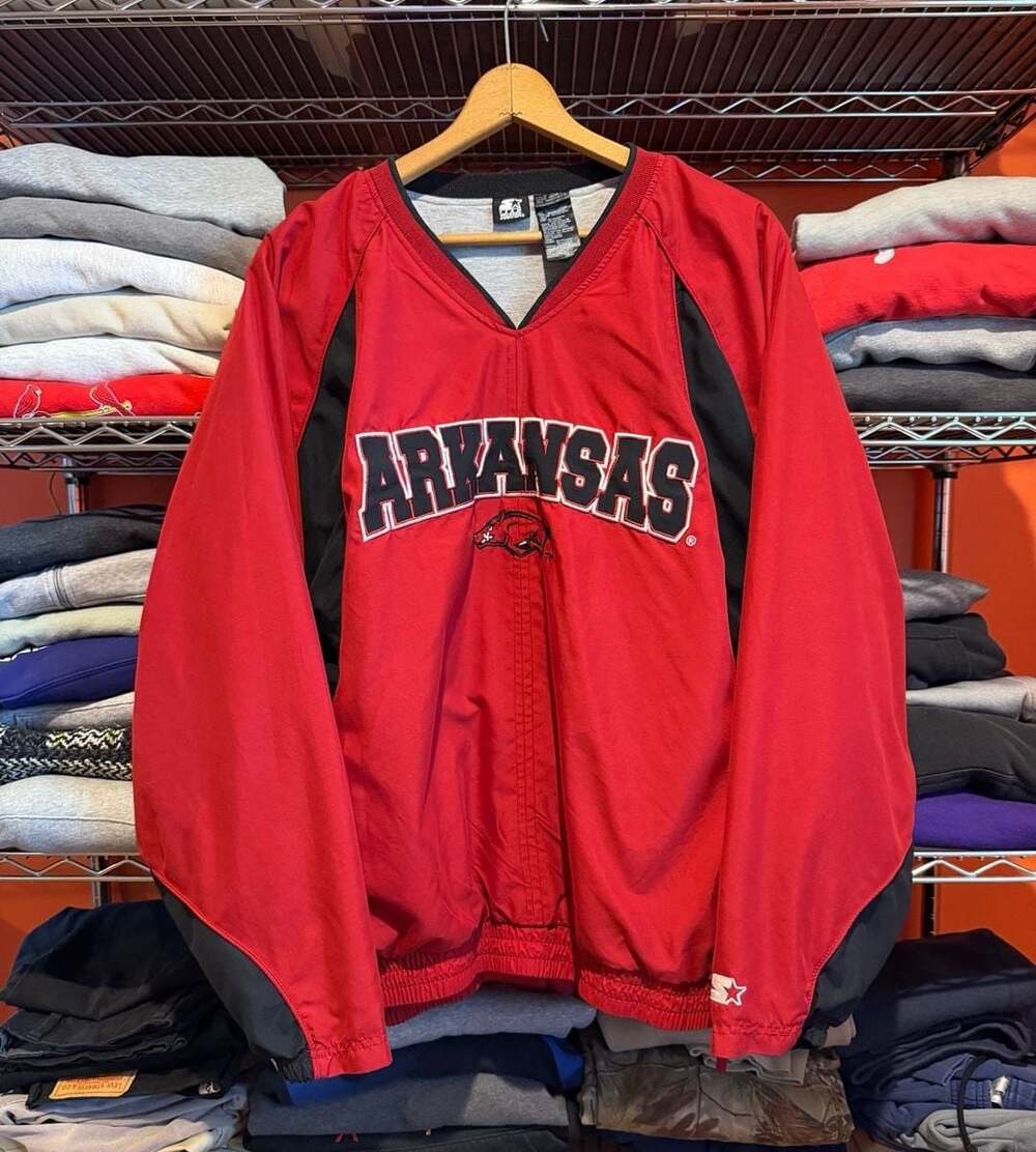 Y2K Starter Arkansas Razorbacks Pullover Jacket Cotton Lined Mens 2XL